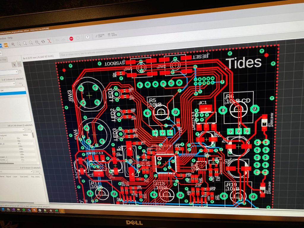 The Tides PCB in Eagle software